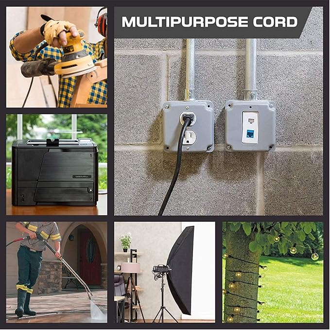 Iron Forge Cable 2 Pack 12 Gauge Outdoor Extension Cord 10 Ft, SJTOW 12/3 Heavy Duty Extension Cord 3 Prong - Oil Resistant & Flame Retardant