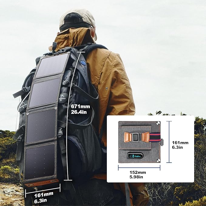[Upgraded Tiny Solar Charger] BigBlue 14W SunPower Solar Panels with USB-A Port(5V/2.4A Max), IPX4 Waterproof, Portable Solar Phone Charger Compatible with iPhone X/8/7, Tablet, Samsung LG etc