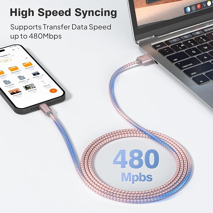 Elebase iPhone 17 16 Pro Max Charging Cable 1.5/3.3/6.6FT 3Pack,USB A to Type C Car Charger Cord,USBC Power Cable for New Apple iPad 10 10th Mini 8 8th 7 7th Air 5 5th 6 6th Airpods 4 4th Generation