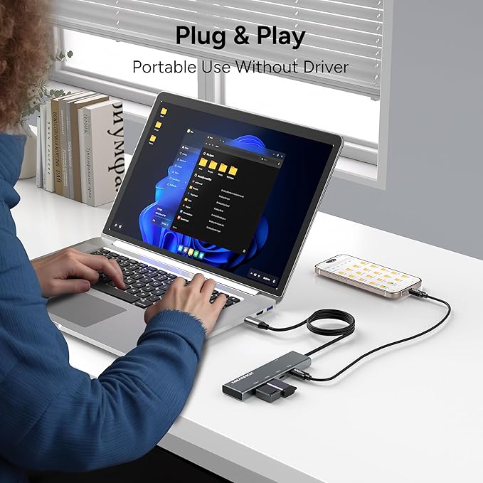 USB C Hub 10Gbps, 4 Ports USB 3.2 Adapter with 4 USB-C 3.2 Ports, 100W Power Delivery, High Speed Multiport Splitter Compatible with MacBook Pro/Air, iMac, iPad Pro