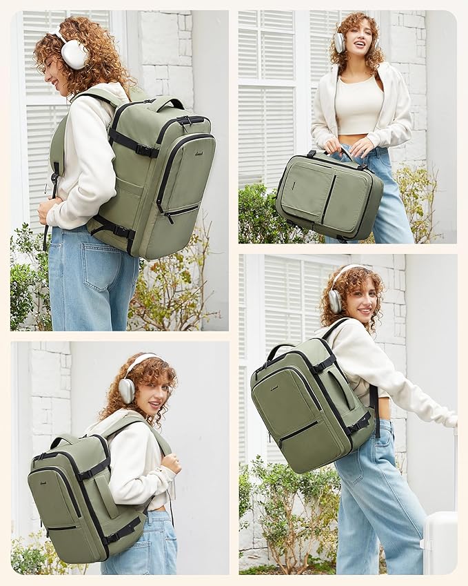 LOVEVOOK Travel Backpack for Women & Men, 50L Large Carry On Backpack Airline Approved, TSA Personal Item Weekender Bag, Water Resistant Laptop Backpacks with 3 Packing Cubes for Travel Essentials