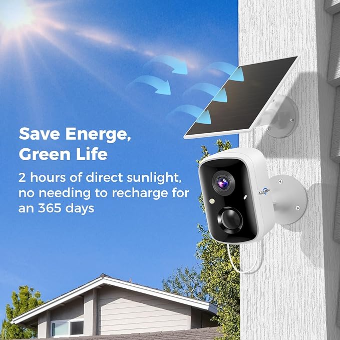 Hiseeu Solar Camera Security Outdoor, 3 Pack 100% Wireless 3K 4MP Surveillance Indoor WiFi Smart Cameras for Home Security Outside, PIR/AI Motion Detection, Waterproof, Color Night Vision, 2-Way Audio