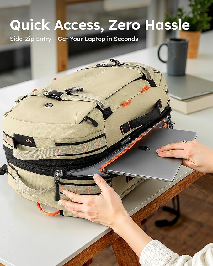 Tolaccea Carry on Travel Backpack, Laptop Backpack Flight Approved Convertible Large Duffle Luggage Bag Daypack Work Business Rucksack Fits 16" Laptop for Men Women 3 Carrying Ways, 40L-50L Expandable