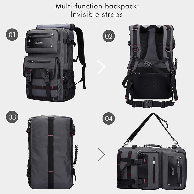 WITZMAN Carry On Travel Backpack for Men Duffle Bags Fit 17 Inch Laptop Airline Approved Laptop Backpack(B685 Silvery Grey)