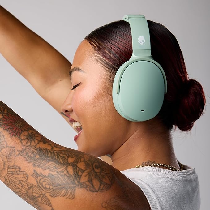 Skullcandy Hesh ANC Wireless Over-Ear Bluetooth Headphones, Active Noise Cancelling, Up to 22 Hrs Battery, Foldable Lightweight Design, Microphone for iPhone Android - Preppy Sage