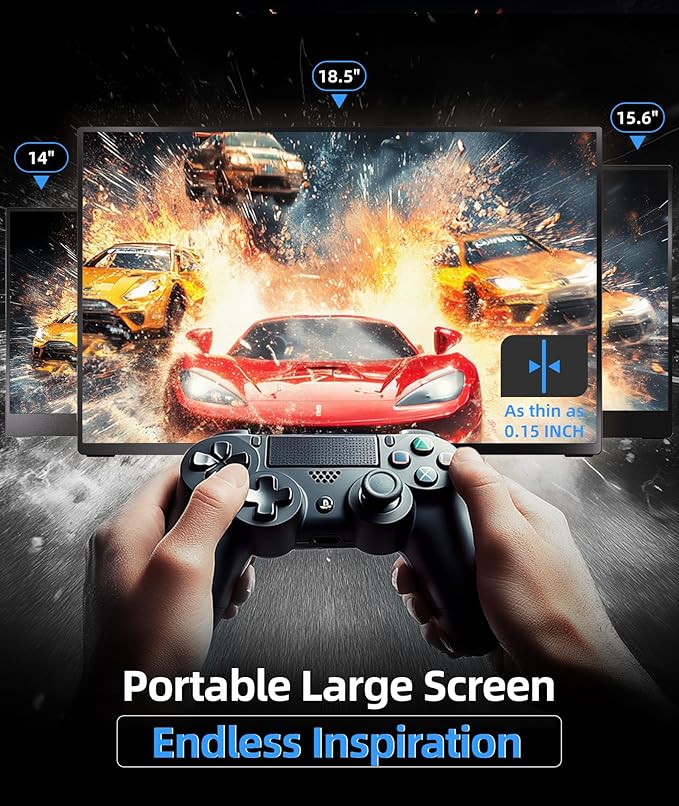 Portable Monitor, 18.5 Inch FHD 1080P 100% sRGB Laptop Screen Extender USB C HDMI Portable Gaming Monitor w/Smart Cover & Speakers, External Monitor for Laptop Mac PC