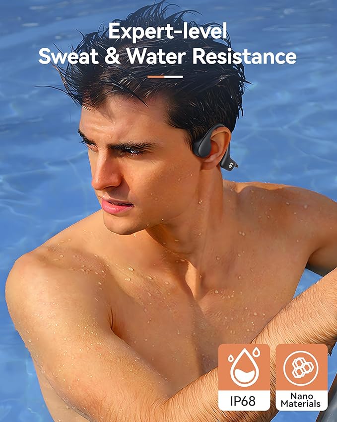 Open Ear Sport Headphones, Wireless Bone Conduction Earphones, Built-in 32GB MP3,with Mic, IP68, Sweat & Water Resistant, Up to 8 Hours Battery, Bluetooth 5.3,for Running,Swimming,Workouts