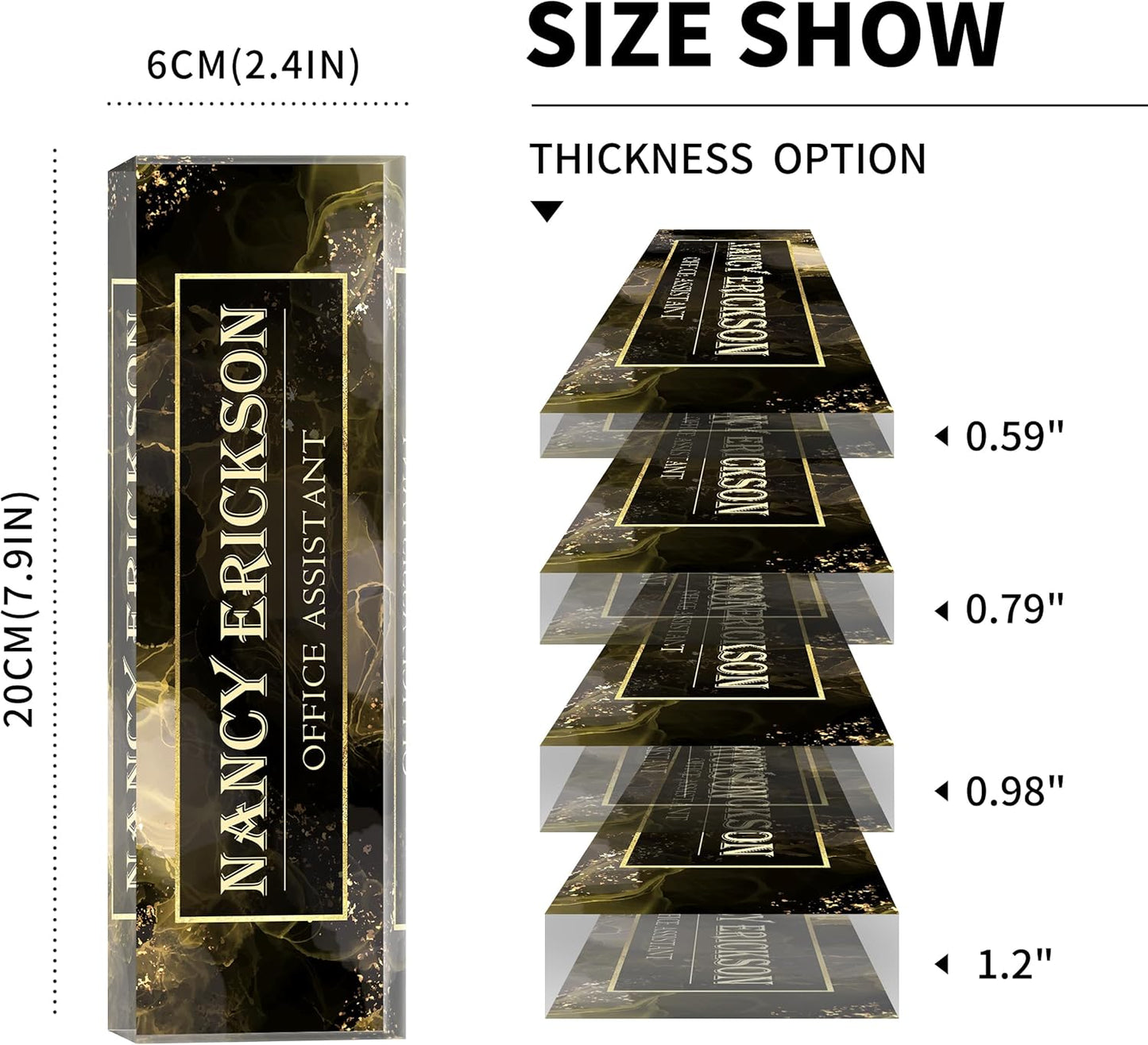 Personalized Name Plate for Desk, Custom Desk Name Plate, Acrylic Name Plate Office Desk Accessories, Personalized Office Gifts for Coworkers Teachers, Employee Appreciation Gifts (B-Gray Marble)