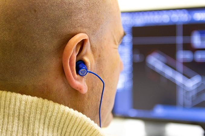 LUDOS Ultra Wired Earbuds in-Ear Headphones, 5 Years Warranty, Earphones with Microphone, Noise Isolating Ear Buds, Memory Foam for iPhone, Samsung, School Students, Kids, Women, Small Ears - Blue