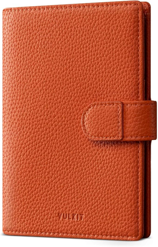 VULKIT Leather Passport Travel Wallet for 2 Passports Slim Double Passport Holder RFID Blocking with ID Window for Women or Men