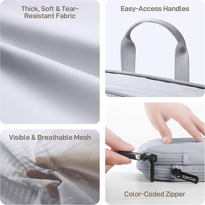 EPICKA TripCozy Compression Packing Cubes - 6 Set Durable Travel Organizer Bags with Mesh Top, Expandable Travel Accessories for Carry on, Luggage, Suitcase, Backpack (Light Grey)