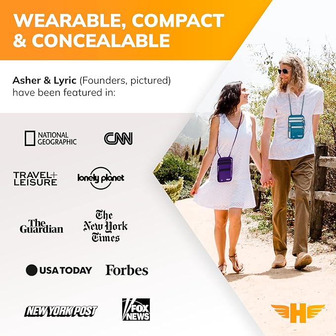 HERO Neck Wallet, RFID Blocking Passport Holder, Easy to Conceal Pouch