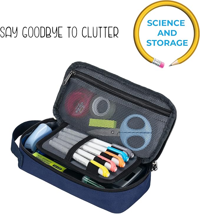 ECHSRT Large Pencil Case, Aesthetic Pen Pouch with Big Capacity, Minimalist Portable Stationery Bag with Handle for Office Organizer Aesthetic Pencil Cases