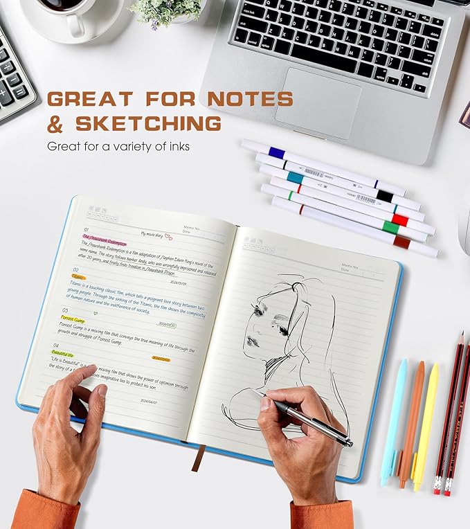 Lined Journal Notebook for Women Men,256 Pages B5 Large Hardcover Leather Journals for Writing,Travel,Business,Work,School,College Ruled Notebooks for Note Taking,Diary Notepad 7.8"×10.2"