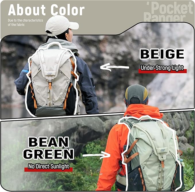 VSGO Pocket Ranger Expandable 35-43L Photography & Outdoor Backpack – Lightweight Camera Bag for Hiking, Mountaineering, Travel
