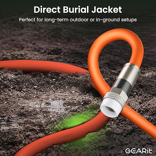 GEARit Coaxial Cable for Direct Burial (15ft) RG6 70 Ohm RF Rubber Boot Waterproof Underground in-Wall with Rubber Boot, High-Speed Internet, Broadband, Digital TV Aerial, Satellite Cable 15 Feet