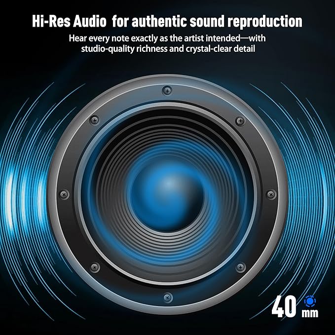 Riwbox Hybrid Active Noise Cancelling Headphones, Wireless Over Ear Bluetooth Headset, 60H Playtime, High-Fidelity, Foldable, Comfort&Immersion for Work/Commuting (Red)