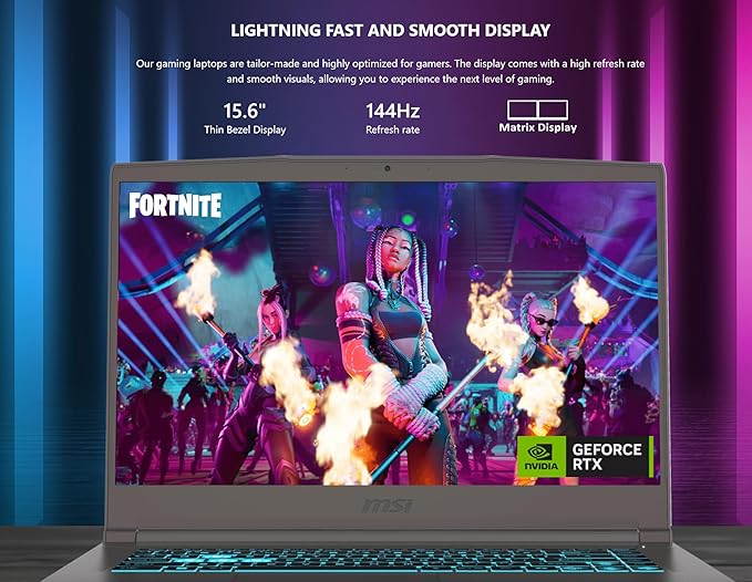 msi Thin 15.6 inch FHD 144Hz Gaming Laptop-Intel Core i5-13420H-NVIDIA GeForce RTX 3050 -Window 11 Home-W/Mouse pad (32GB RAM | 1TB PCIe SSD)