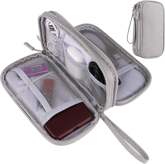 JIAKAI Travel Cable Organizer - Electronics Accessories Bag(Double Layer - Grey)