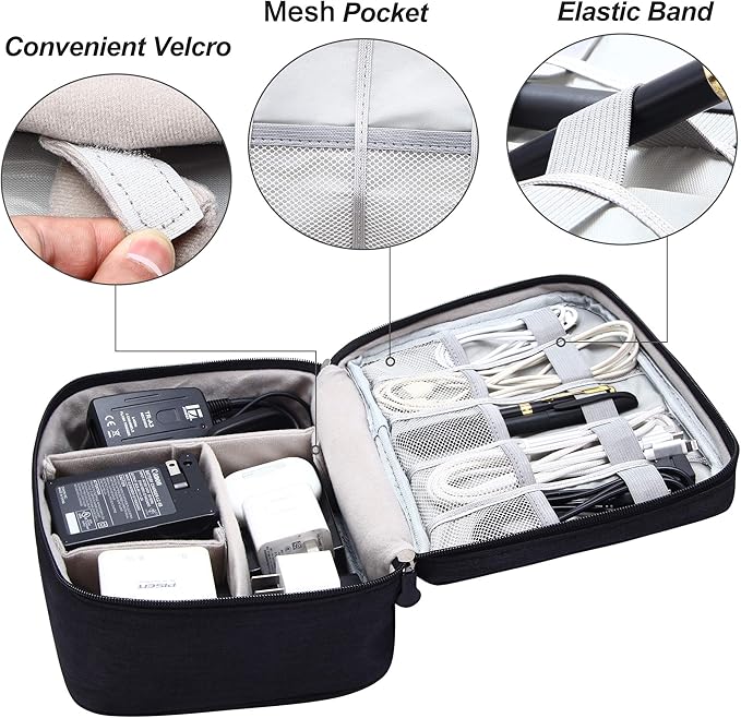 Electronics Organizer Travel Universal Cable Organizer Bag Waterproof Electronics Accessories Storage Cases for Cable, Charger, Phone, USB, SD Card, Hard Drives, Power Bank, Cords