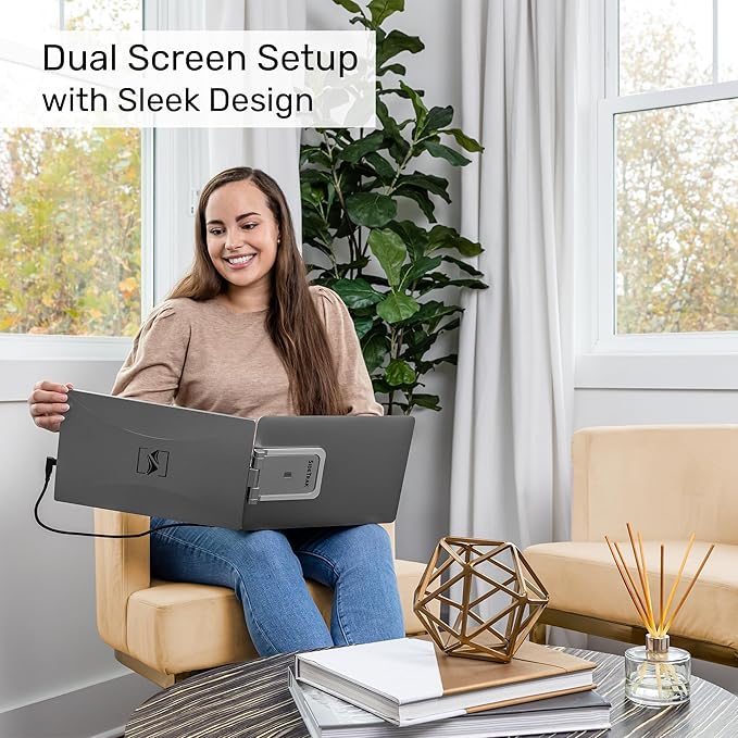 SideTrak Swivel 14" Portable Monitor - Laptop Screen Extender with Patented Swivel Hinge, Dual FHD Display, USB-C & HDMI, Dark Gray