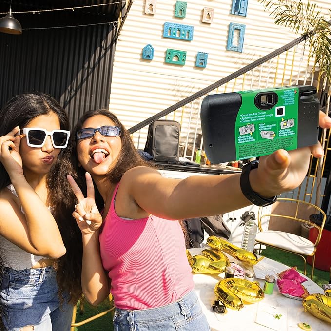 Fujifilm QuickSnap Flash 400 Disposable 35mm Camera + Hand Strap + Quality Photo Microfiber Cloth (5 Pack)