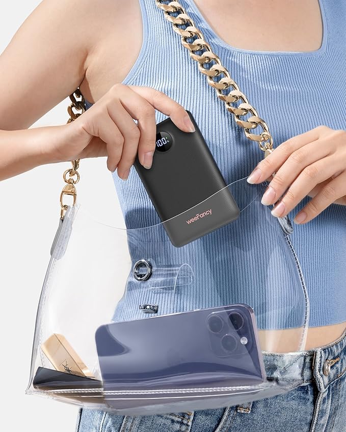 Mini Portable Charger with Built-in Cables 22.5W Fast Charging Power Bank USB-C Small Battery Pack 10000mAh Travel Essential Slim Battery for iPhone 17/16/15/14, Samsung 25/24, and More