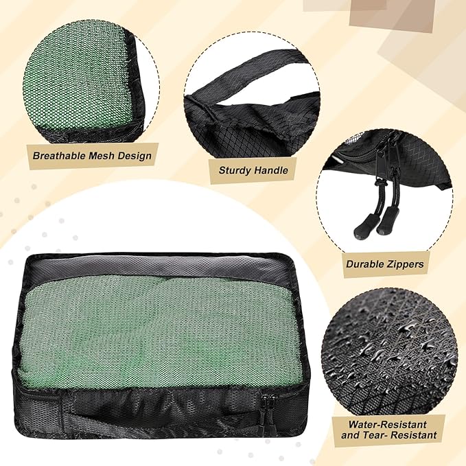 5 Pcs Packing Cubes for Suitcase Large Travel Cubes Carry on Luggage Organizer Bags for Clothes Accessories(M,Black)