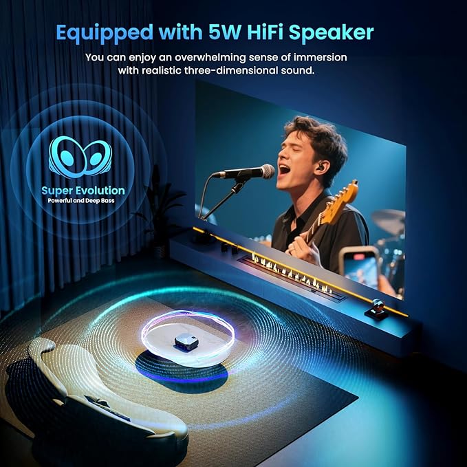 [Netflix Officially/High Brightness] Smart Projector with WiFi 6 and Bluetooth 5.3, 4K Outdoor Movie Projector with NETFLIX/Prime Video/YouTube, Portable Proyector Compatible with HDMI/USB/iOS/Android