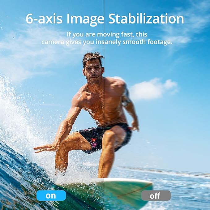 AKASO Brave 7 Action Camera 4K30FPS 20MP with 64GB U3 MicroSDXC Memory Card, Waterproof Camera with Touch Screen IPX8 33FT EIS 2.0 Zoom Support External Mic Voice Control with 2X 1350mAh Batteries