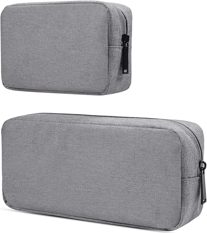 Electronics Accessories Organizer Bag,Portable Digital Storage Bag for Cable,Power Bank,Charger,Charging Cords,Mouse,Adapter,Earphones and More Out-Going,Business,Travel Gadget Bag,Grey(Small+Big)