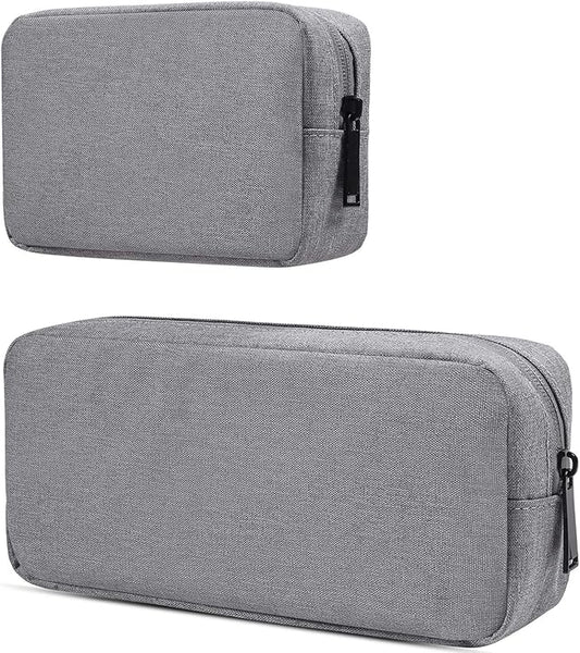 Electronics Accessories Organizer Bag,Portable Digital Storage Bag for Cable,Power Bank,Charger,Charging Cords,Mouse,Adapter,Earphones and More Out-Going,Business,Travel Gadget Bag,Grey(Small+Big)