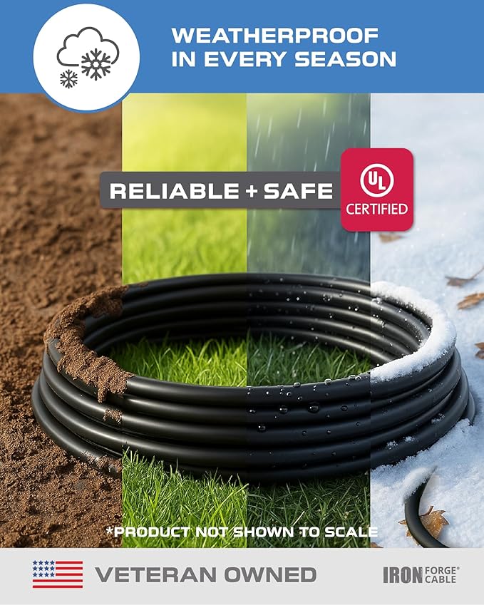 Iron Forge Cable 6 Ft Black Extension Cord, 16/3, 6 Foot Extension Cord, 3 Prong, Weatherproof - Great for Outside Use