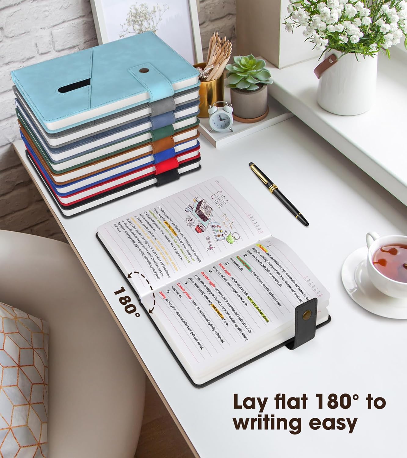 A5 Lined Leather Journal Notebook,Hardcover Journal Set with Pen and Gift Box,100Pages 100gsm Thick Ruled Paper Daily Diary for Men Women School,Travel,Business,Work,Writing 5.9" X 8.4"