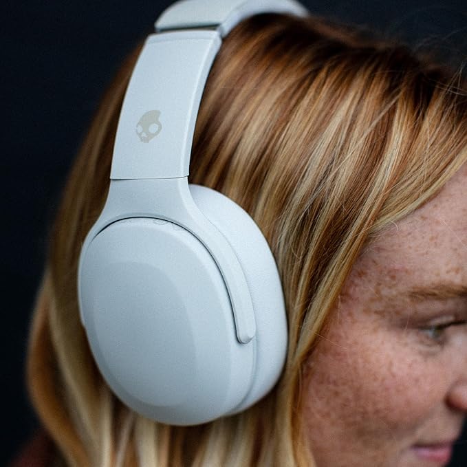 Skullcandy Crusher Evo Wireless Bluetooth Headphones with Extra USB-C Charging Cable, Multi-Sensory Bass, Noise Isolating Over-Ear Fit, 40 Hours Battery, Microphone for iPhone Android - Bone