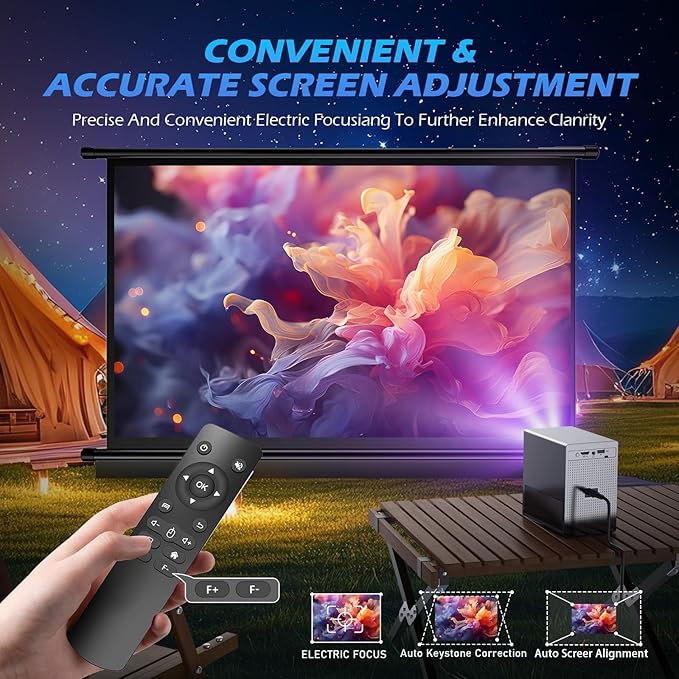 Mini Projector with Wifi and Bluetooth, Portable Projector 4k Home Theater Movie Projector, Smart Projectors Compatible with iOS/Android/TV Stick/HDMI/PS5, 15000 Lumen, Native 1080P, 4K Supported