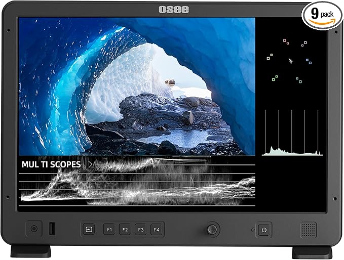 osee Mega 15S 15inch 1500 Nits Higher Bright Pro HDR Field Production Monitor Camera Assist Monitor with Battery Plate C-Stand Cheese Plate and Portable Hooded Case