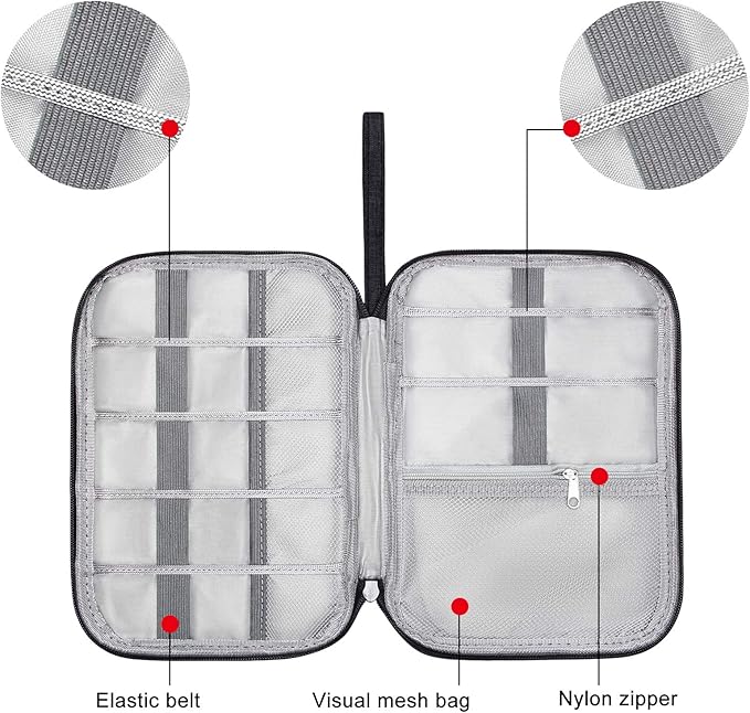 SELLYFELLY Travel Electronics Organizer Portable Cable Organizer Bag for Storage Electronic Accessories Case for Cord,Phone,Charger,Flash Drive (Black)