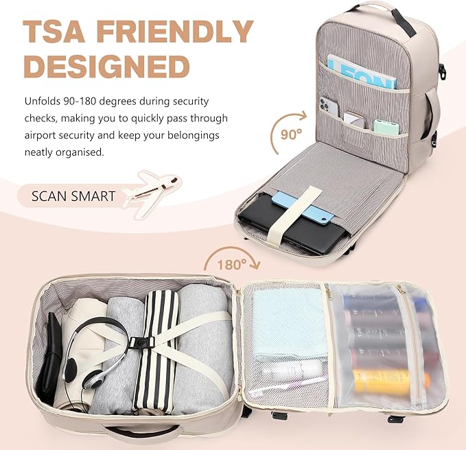 VNINE Travel Backpack for Women Men: 40L Large Carry on Backpack 17 Inch Laptop Backpack Flight Approved Business Work Bag Water Resistant Luggage Daypack Weekender Bag for College Hiking Overnight