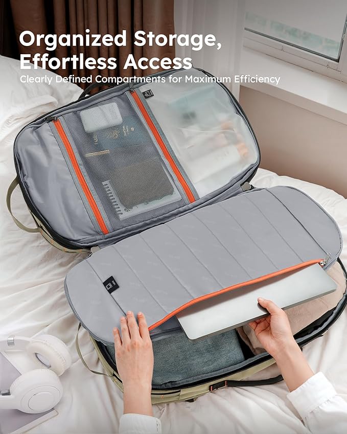 Tolaccea Carry on Travel Backpack, Laptop Backpack Flight Approved Convertible Large Duffle Luggage Bag Daypack Work Business Rucksack Fits 16" Laptop for Men Women 3 Carrying Ways, 40L-50L Expandable