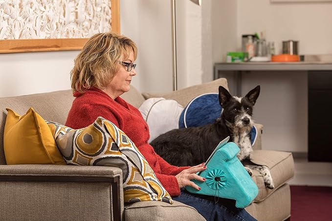 Flippy Tablet Stand with Cubby Storage and Multi-Angle Viewing for Home, Work & Travel. Our Tablet Holder Has Storage for Your All Your Personal Items. (Blue Camou)