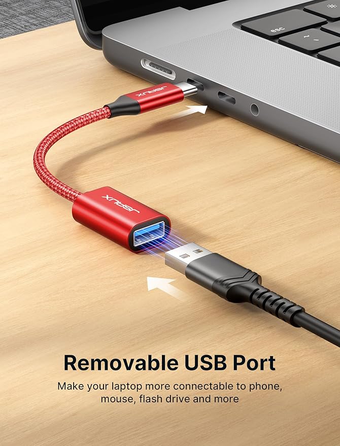 JSAUX USB C to USB 3.0 Adapter [2 Pack], USB C Male to USB Female OTG Cable Adapter Compatible with MacBook Pro/Air, iPhone 17 Pro Max/iPhone Air/16e/16/15 Series, Samsung Galaxy S25/S24/S23-Red