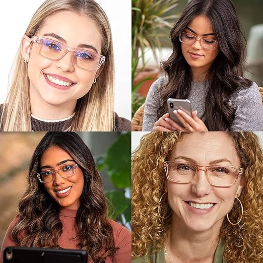 Readerest 2.75 Blue Light Reading Glasses - Lightweight Computer Glasses - Eye Strain, UV Glare Protection (Peach+Clear)