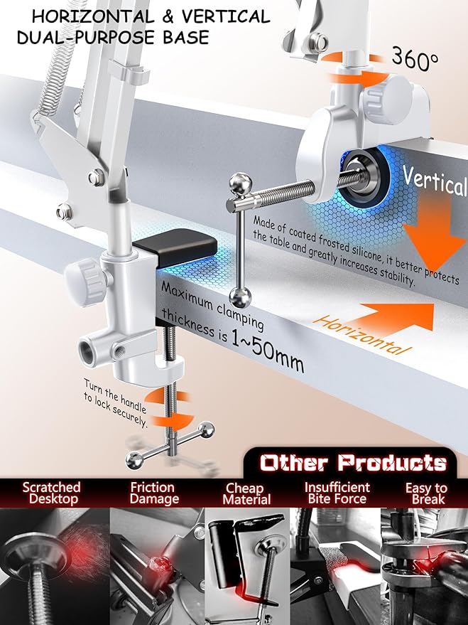 Foldable Tablet Stand, Tablet Mount Adjustable for Bed,Universal Flexible Tablet Holder with 360 Degree Rotation for iPad/iPhoneX/iPad Pro/N-Switch,or Other 4.5~13.5 Inches Devices (White)