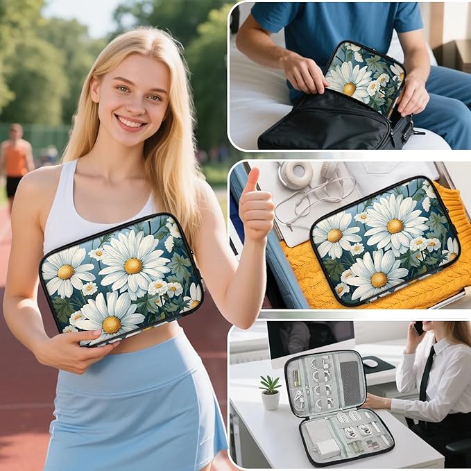 Daisy Flowers Electronics Travel Organizer Case, Tech Accessories Cable Storage Bag for Cords, Charger, Phone, Hard Drive