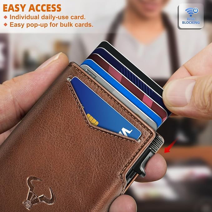 BULLIANT Men Airtag Wallet,Slim Front Pocket Wallet Money Clip for Men Gift 3.8"x2.7",Pop-up Access