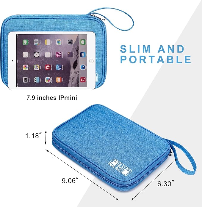 CILLA Travel Cord Organizer Case, Portable Waterproof Storage Bag for Charger, Cord, USB, Power Bank, Earphone, SD Card, Travel Essentials