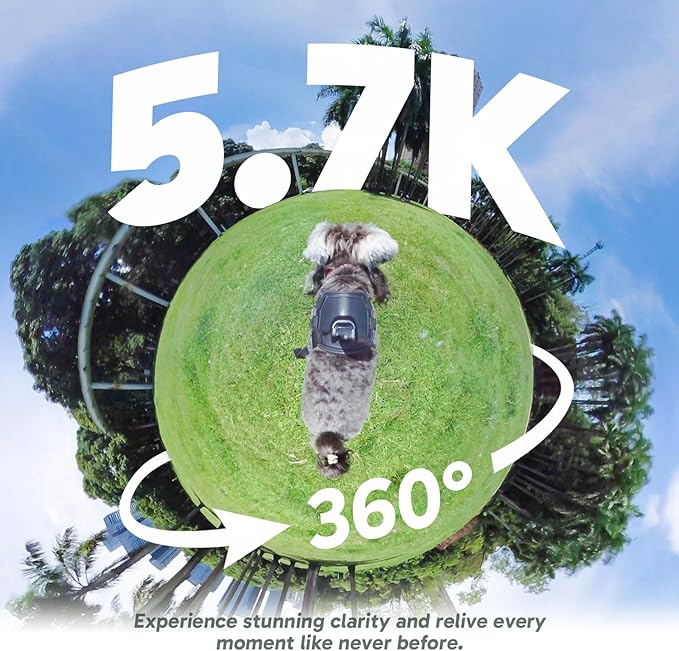 AKASO 360 Weatherproof 360° Action Camera - 5.7K 360 Video with 1/2" 48MP Sensors, 72MP 360 Photo, 360-SuperSmooth, Invisible Selfie Stick, 360° Horizon Lock, AI Tracking with 64GB MicroSD Card