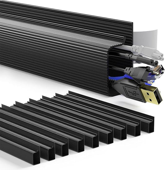 Delamu 157in Cable Management Under Desk, Safe & Tidy Under Desk Cable Management for Home & Office, Cord Organizer for Desks, Wire Organizer Kit,10 Pack Black