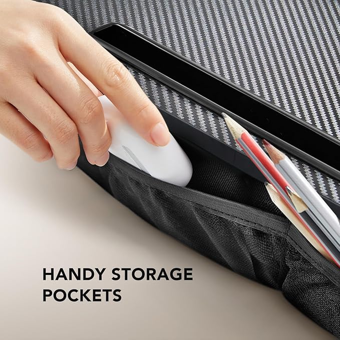 HUANUO Lap Laptop Desk - Portable Lap Desk with Cushion, Fits up to 17 inch Laptop, with Anti-Slip Strip & Storage Function for Home Office Students Use as Computer Laptop Stand - Black, HNLD28B